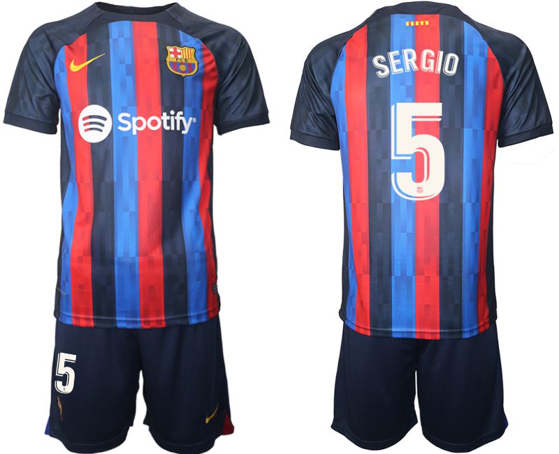 Men 2022-2023 Club Barcelona home blue #5 Soccer Jersey